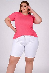 Bermuda Branca Sarja Stretch Feminina Plus Size Pequenos Defeitos do 44 ao 70