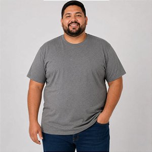 Camiseta Básica Masculina Cinza Mescla Chumbo Plus Size XP ao G5