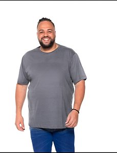 Camiseta Básica Masculina Cinza Chumbo Plus Size XP ao G5