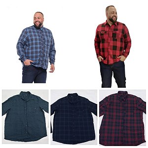 Camisa Masculina Flanela Xadrez  Manga Longa Plus Size Pequenos Defeitos XP ao G5