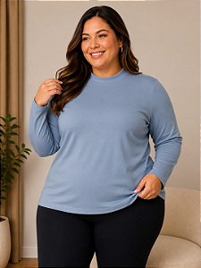 Blusa Feminina Gola Alta Elastano Cinza Plus Size Do XP ao XG