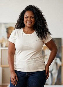 T-shirt Basíca Feminina 100% Algodão Off-White