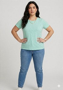 Camiseta Básica Feminina Verde-água Plus size do XP ao G5