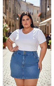 Short Saia Jeans Stretch Lavagem Clear Sky Plus Size 44 ao 70 3440