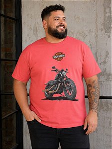 Camiseta Estampada Masculina Motor Cycles Coral Plus Size XP ao G5