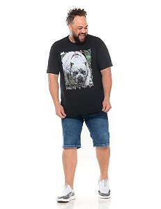 Camiseta Estampada Masculina Pitbull Preta Plus Size XP ao G5
