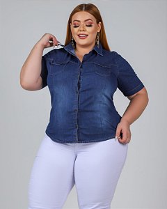 Camisa Jeans Stretch Feminina M/C 3121