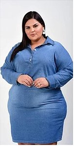 Vestido Jeans Stretch Feminino Plus Size Pequenos Defeitos