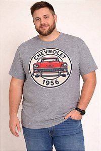 Camiseta Estampada Masculina Chevrolet Cinza Mescla Plus Size XP ao G5