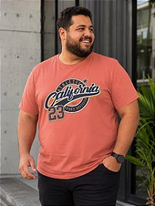 Camiseta Estampada Masculina California 23 Laranja Plus Size XP ao G5