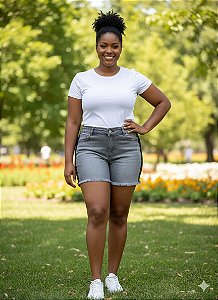 Short Jeans Stretch Detalhe Metalizado Preto na Lateral Do 44 ao 70 3460