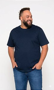 Camiseta Básica Masculina Plus Size Azul Marinho XP a G5