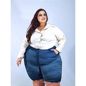 Camisa Tricoline Feminina Stretch Bege Plus Size Xp Ao G5 3150