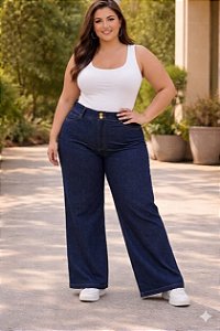 Calça Feminina Wideleg Jeans Stretch Plus Size 44 ao 70 3467