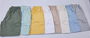 Bermuda Algodão Masculina c/ Elástico e Cordão Cores Variadas Pequenos Defeitos