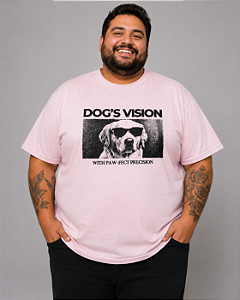Camiseta Masculina Estampada Dog's Vision Rosa Plus Size do XP ao G5