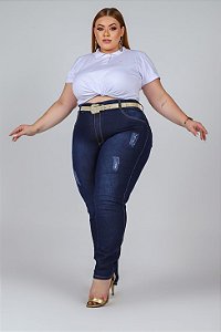 Calça Jeans Skiny com Puído Feminina Plus Size 44 ao 70 3352