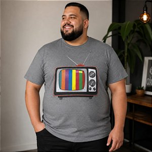 Camiseta Masculina Estampa TV Retrô Chumbo Plus Size XP ao G5
