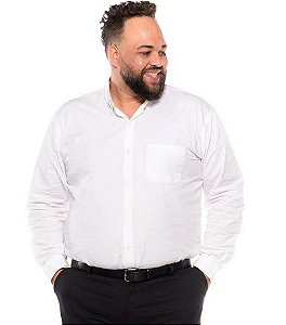 Camisa Tricoline com Elastano Masculina Branca Manga Longa XP ao G5 2263