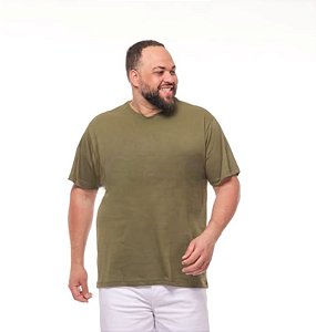 Camiseta Masculina Básica Verde Oliva Plus Size XP Ao G5