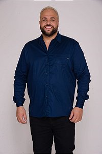 Camisa Tricoline com Elastano Masculina Marinho manga Longa XP ao G5 2950