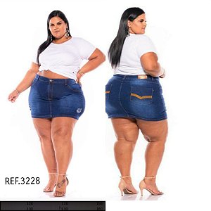 Kit 3 Mini Saia Jeans com Stretch Feminina Plus Size