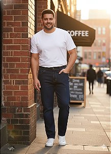 Calça Jeans Stretch c/ Detalhe de Puídos Masculina Plus Size 50 ao 80 2294