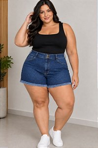 Short Jeans Stretch Feminino Plus Size Barra Desfiada do 44 ao 70 3478