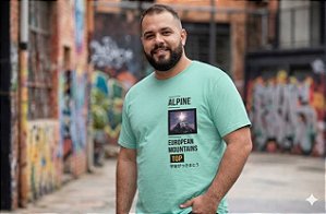 Camiseta Estampada Alpine European verde Plus Size XP ao G5