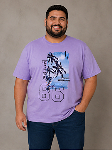 Camiseta Estampada Masculina Paradise 86 Lilás Plus Size XP ao G5