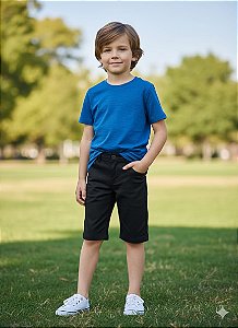 Bermuda Preta Stretch com Regulador Interno Masculina Infanto/juvenil 10 ao 16 1687