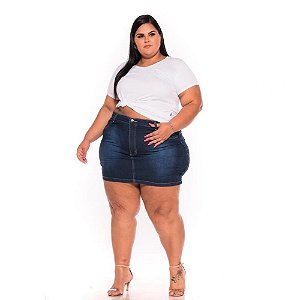 Mini Saia Jeans Escura com Bordado 62 ao 70 3221