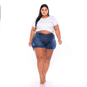 Short Jeans Stretch Rasgadinho Feminino Plus Size 44 ao 60 3225