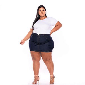 Mini Saia Jeans Com Stretch Bordado Plus Size 62 ao 70 3227