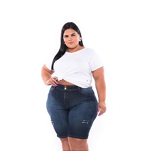 Bermuda Ciclista Lavagem com Rasgadinho Feminina Plus Size 3196 - 46 ao 60