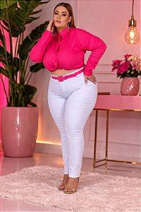 Calça Branca Feminina Sarja Stretch Skiny ou Flare Pequenos Defeitos 44 ao 70