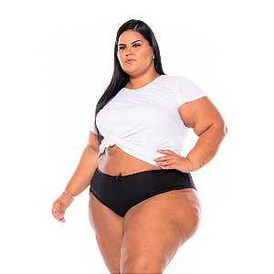 Calcinha Cotton Lycra Renda Preta Plus Size XM Ao G5 4001