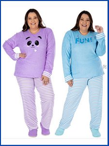 Pijama Plush Feminino Plus Size | Pijama Victory - Sophia Plus 23127