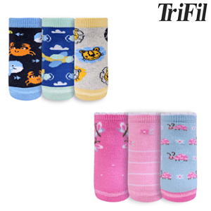 Kit Com 3 Pares Meia Bebê Cano Longo Antiderrapante Trifil