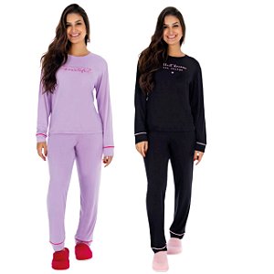 Pijama Feminino de Suede - Meia Estação