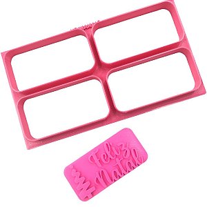 Cortador Alta Produção - Retangular 6x3cm com Marcador Feliz Natal