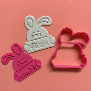Cortador e Marcador Coelho com Placa Páscoa