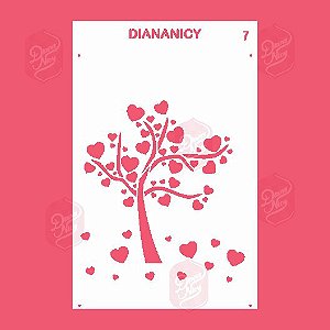 Estêncil Diananicy Nº 07 - Stencil Árvore Coração