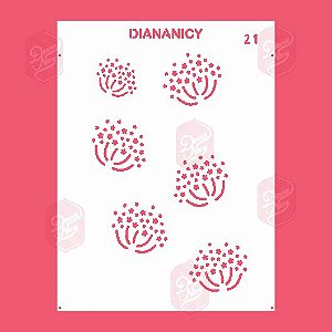 Estêncil Diananicy Nº 21 - Stencil Flor dente Leão