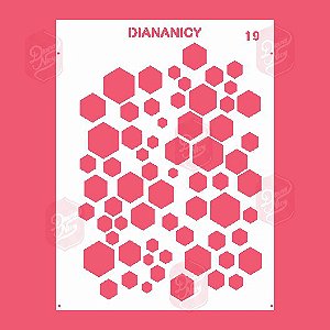 Estêncil Diananicy Nº 19 - Stencil Textura Hexágonos