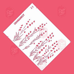 Estêncil Diananicy Nº 22 - Stencil Flor Lavanda