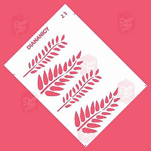 Estêncil Diananicy Nº 23 - Stencil Folhagens