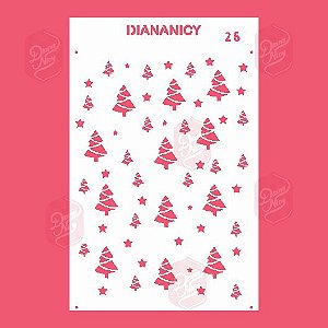 Estêncil Diananicy Nº 25 - Stencil Árvores Natal