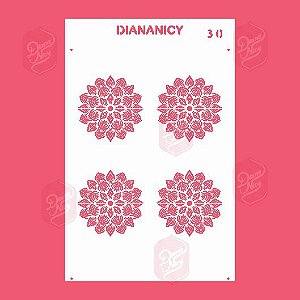 Estêncil Diananicy Nº 30 - Stencil Estampa Floral
