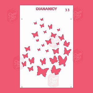 Estêncil Diananicy Nº 33 - Stencil Borboletas